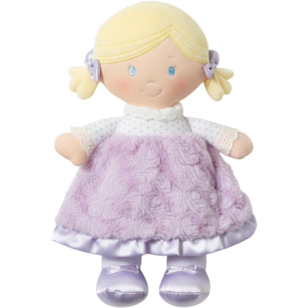 Baby GUND Blond Light Skin Blue Eyes Cece Plush Doll Purple Lilac Dress